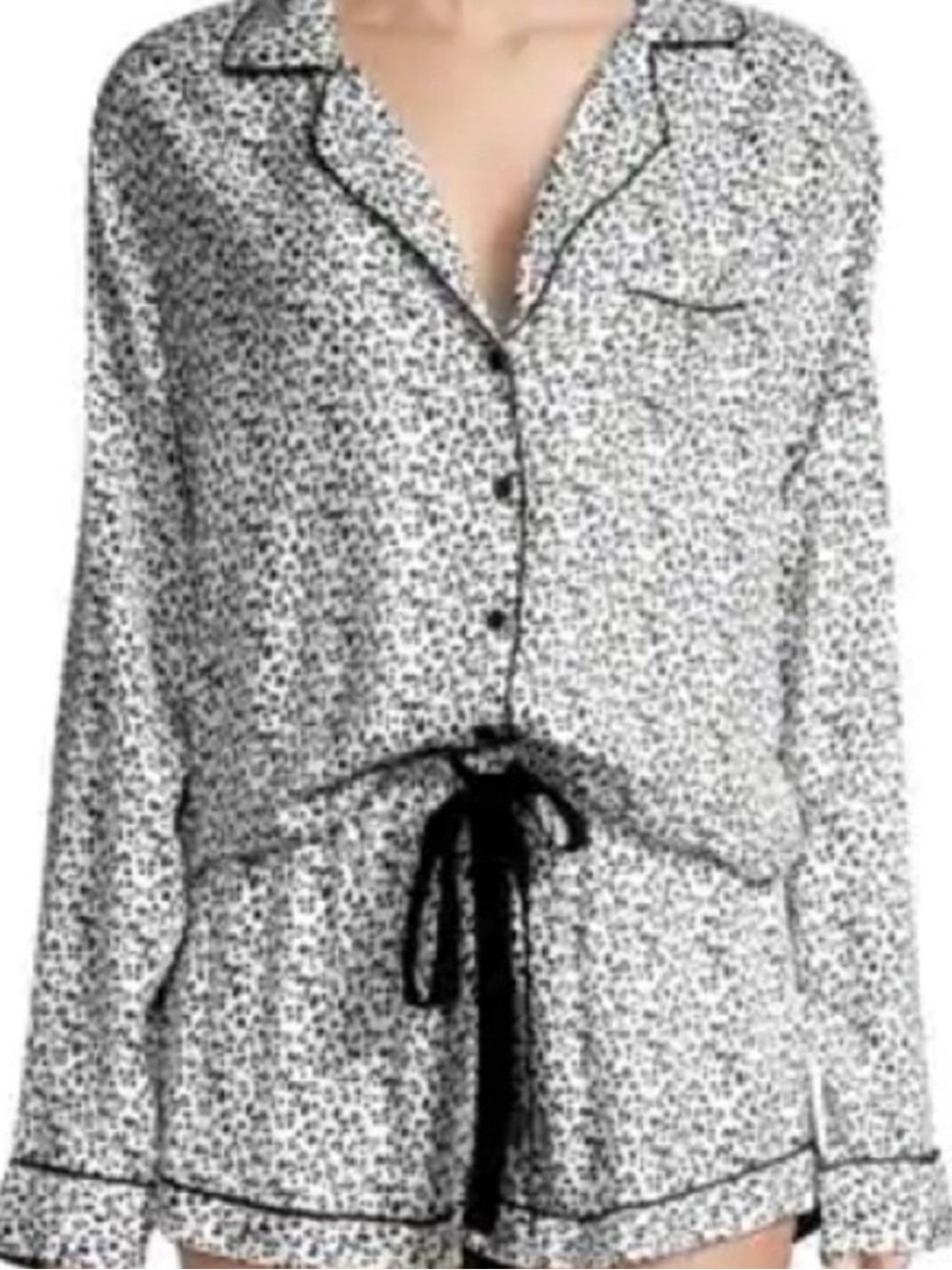 Rails Long Sleeve Pajama Short Set In Black And White Mini Cheetah Print